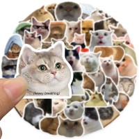  Anvianthor Cat Emoji Stickers, 50 pcs - Fun, Expressive Stickers for Kids, Teens, and Cat Lovers